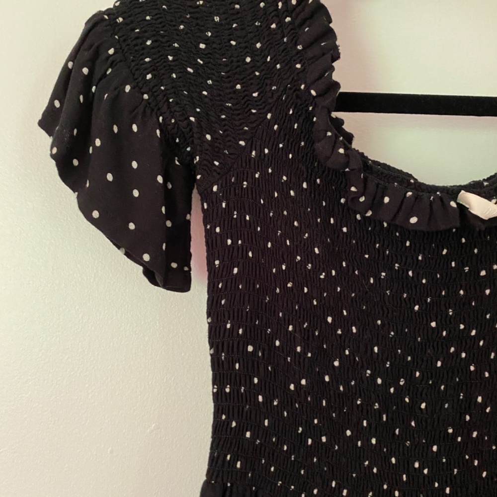 Smocked Polka Dot Midi Dress